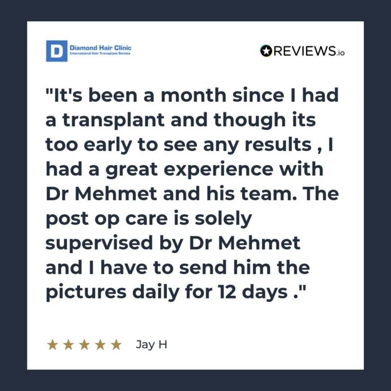 Patient review: It's been a month since I had a transplant and though its too early to see any results , I had a great experience with Dr Mehmet and his team. The post op care is solely supervised by Dr Mehmet and I have to send him the pictures daily for 12 days .