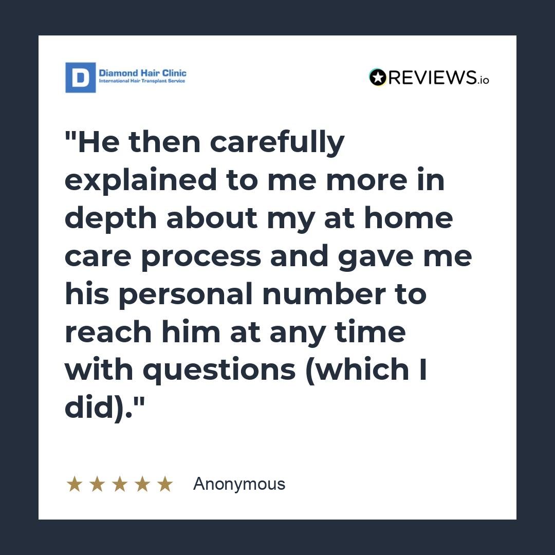 He then carefully explained to me more in depth about my at home care process and gave me his personal number to reach him at any time with questions (which I did).