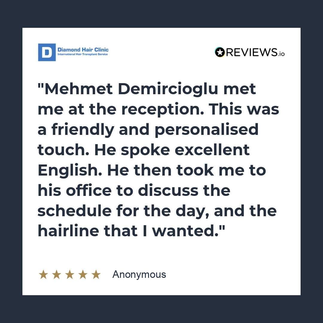 Mehmet Demircioglu met me at the reception. This was a friendly and personalised touch. He spoke excellent English. He then took me to his office to discuss the schedule for the day, and the hairline that I wanted.