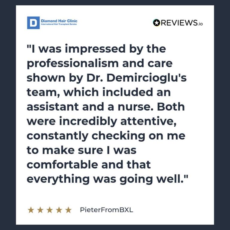 Patient review: I was impressed by the professionalism and care shown by Dr. Demircioglu’s team, which included an assistant and a nurse. Both were incredibly attentive, constantly checking on me to make sure I was comfortable and that everything was going well.