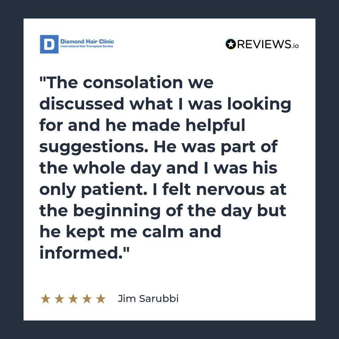 The consolation we discussed what I was looking for and he made helpful suggestions. He was part of the whole day and I was his only patient. I felt nervous at the beginning of the day but he kept me calm and informed.
