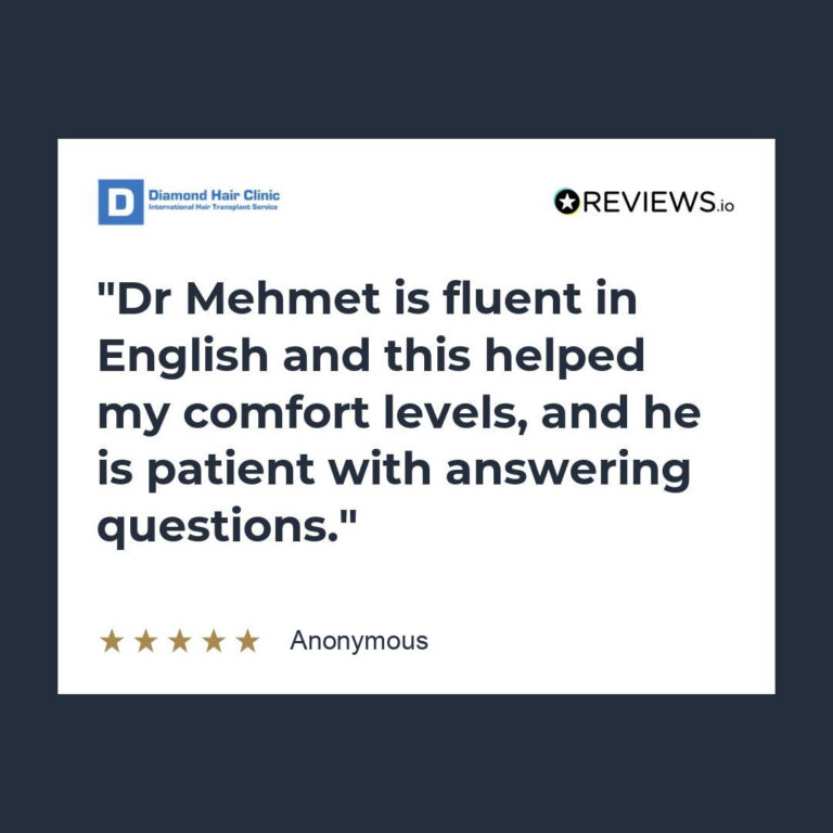 Patient review about speaking English with Dr. Mehmet Demircioglu and being able to ask questions.