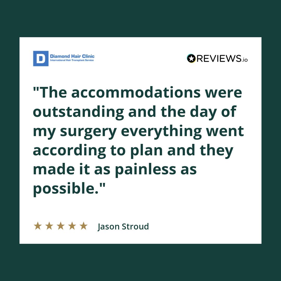 The accommodations were outstanding and the day of my surgery everything went according to plan and they made it as painless as possible.