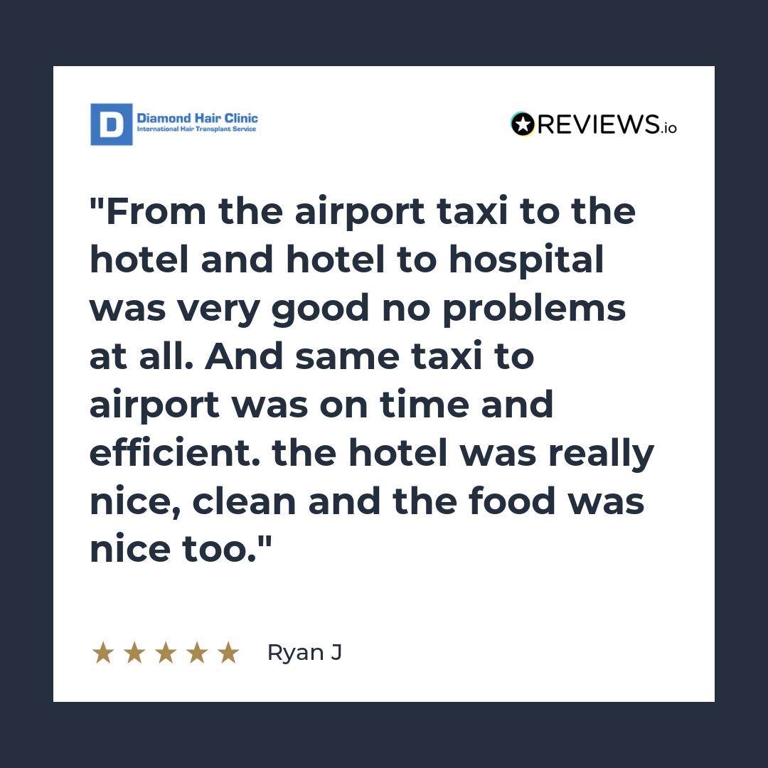 From the airport taxi to the hotel and hotel to hospital was very good no problems at all. And same taxi to airport was on time and efficient. the hotel was really nice, clean and the food was nice too.