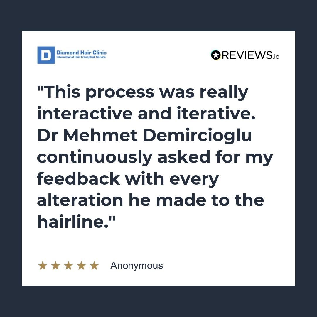 This process was really interactive and iterative. Dr Mehmet Demircioglu continuously asked for my feedback with every alteration he made to the hairline.