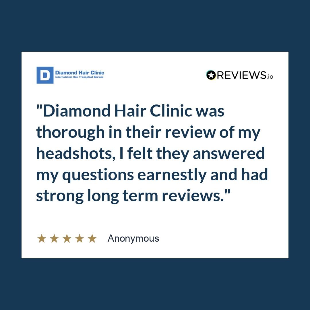 Diamond Hair Clinic was thorough in their review of my headshots, I felt they answered my questions earnestly and had strong long term reviews.