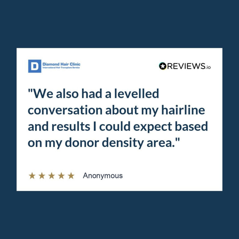 Patient review: We also had a levelled conversation about my hairline and results I could expect based on my donor density area.