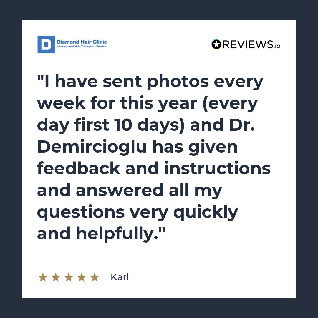 I have sent photos every week for this year (every day first 10 days) and Dr. Demircioglu has given feedback and instructions and answered all my questions very quickly and helpfully.