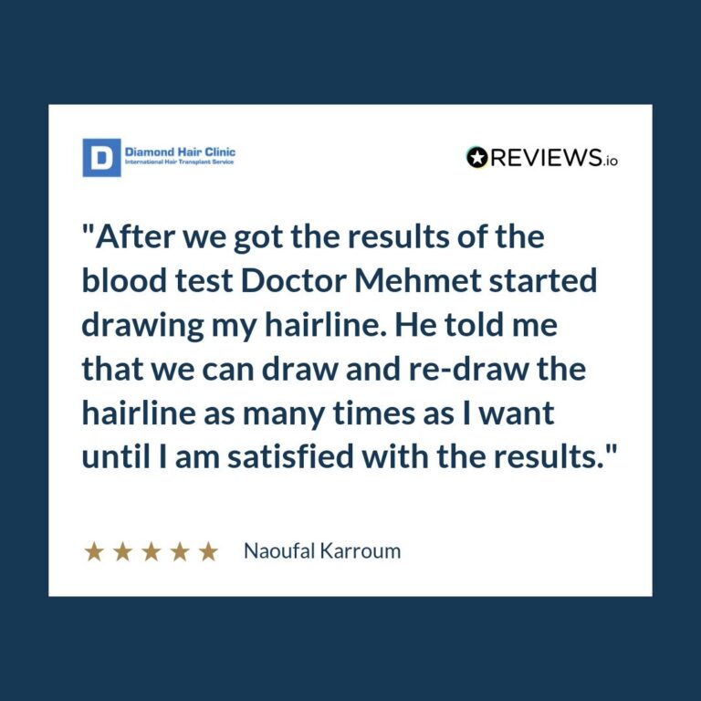 Patient review about discussing and revising a hairline drawing with Dr. Mehmet.