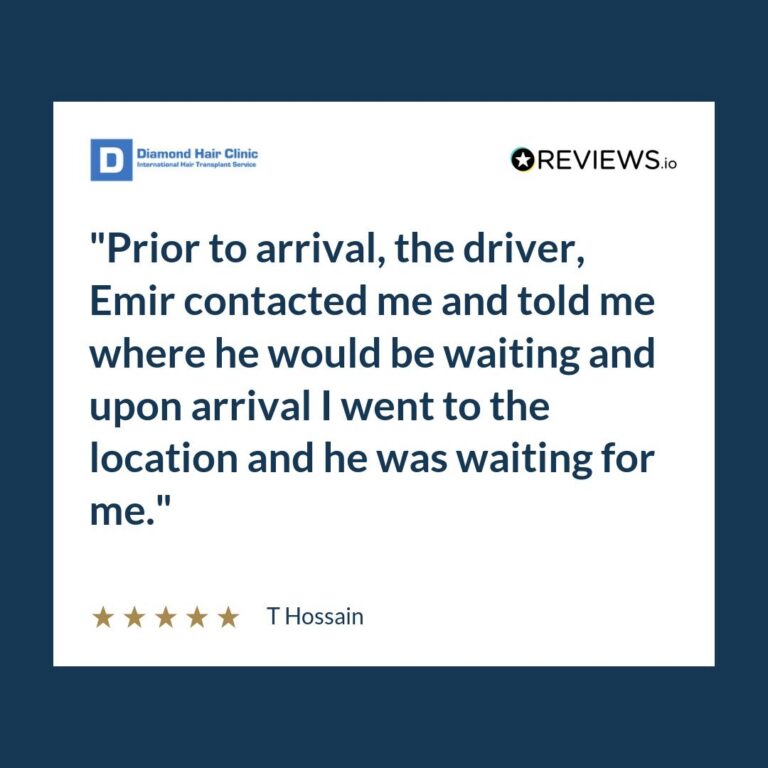 Patient review: Prior to arrival, the driver, Emir contacted me and told me where he would be waiting and upon arrival I went to the location and he was waiting for me.