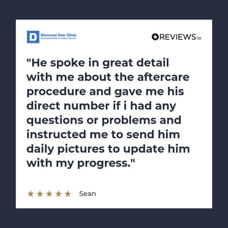 Patient review: He spoke in great detail with me about the aftercare procedure and gave me his direct number if i had any questions or problems and instructed me to send him daily pictures to update him with my progress.