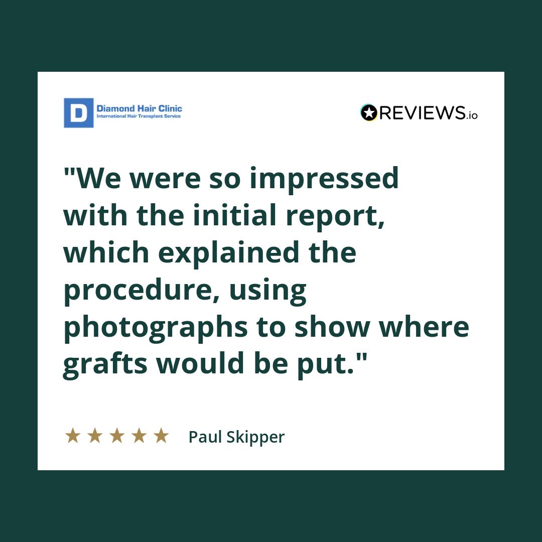We were so impressed with the initial report, which explained the procedure, using photographs to show where grafts would be put.