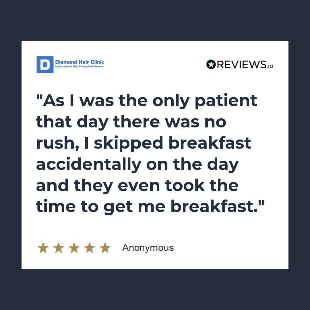 As I was the only patient that day there was no rush, I skipped breakfast accidentally on the day and they even took the time to get me breakfast.