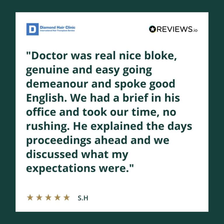 Patient review: Doctor was real nice bloke, genuine and easy going demeanour and spoke good English. We had a brief in his office and took our time, no rushing. He explained the days proceedings ahead and we discussed what my expectations were.