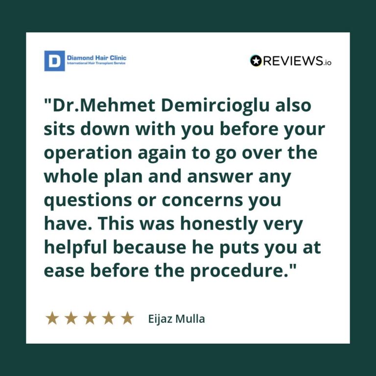 Patient review: Dr.Mehmet Demircioglu also sits down with you before your operation again to go over the whole plan and answer any questions or concerns you have. This was honestly very helpful because he puts you at ease before the procedure.