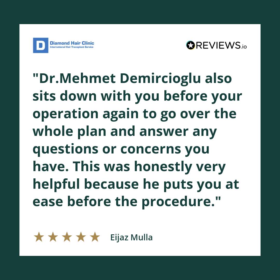 Dr.Mehmet Demircioglu also sits down with you before your operation again to go over the whole plan and answer any questions or concerns you have. This was honestly very helpful because he puts you at ease before the procedure.