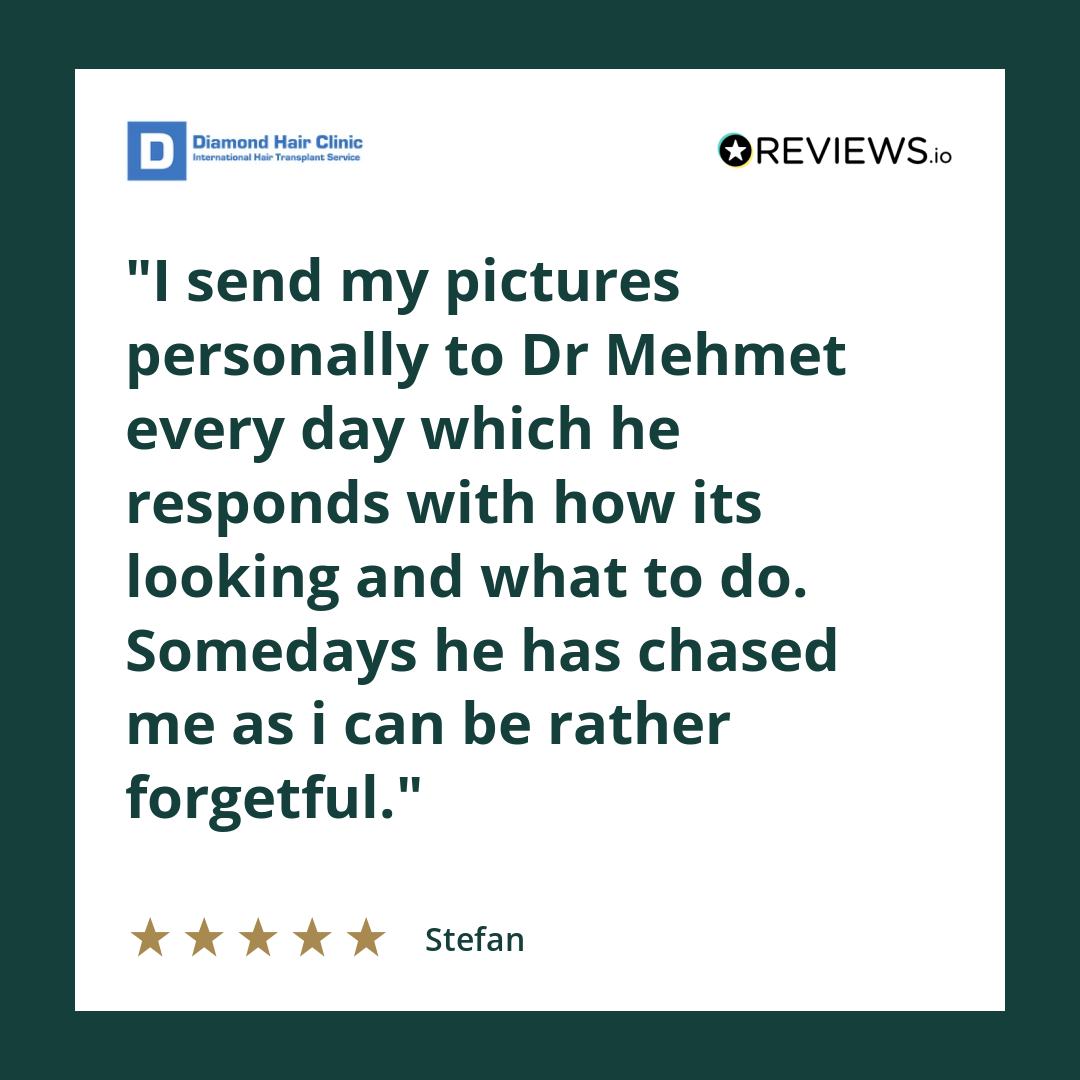 I send my pictures personally to Dr Mehmet every day which he responds with how its looking and what to do. Somedays he has chased me as i can be rather forgetful.
