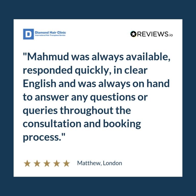 Patient review: Mahmud was always available, responded quickly, in clear English and was always on hand to answer any questions or queries throughout the consultation and booking process.