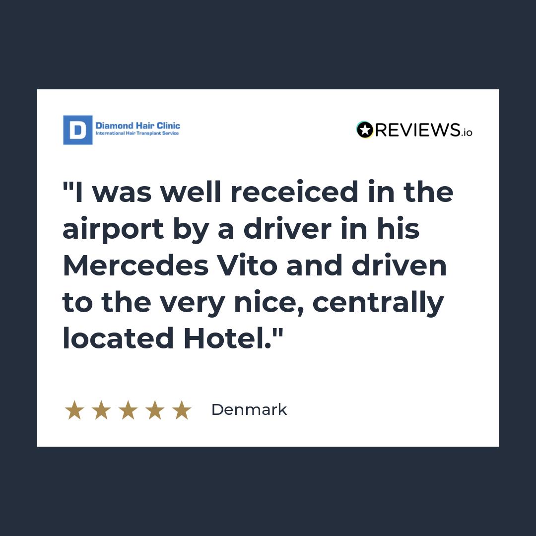 I was well receiced in the airport by a driver in his Mercedes Vito and driven to the very nice, centrally located Hotel.