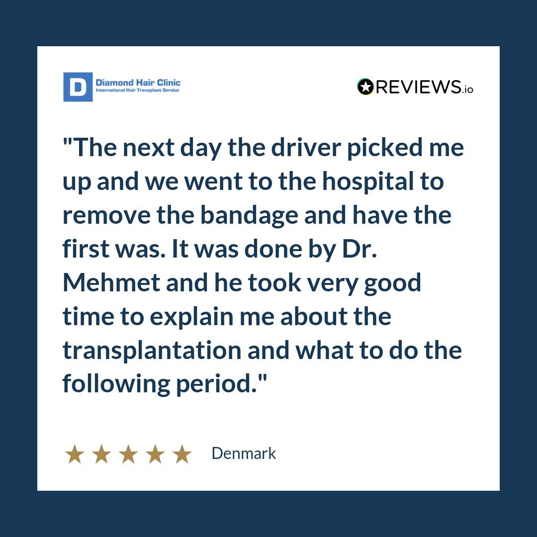 The next day the driver picked me up and we went to the hospital to remove the bandage and have the first was. It was done by Dr. Mehmet and he took very good time to explain me about the transplantation and what to do the following period.