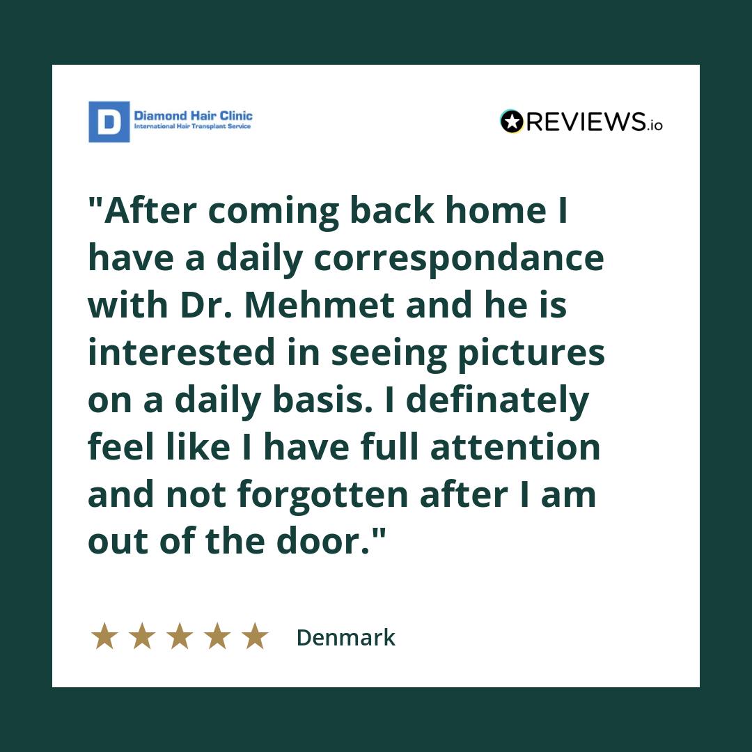 After coming back home I have a daily correspondance with Dr. Mehmet and he is interested in seeing pictures on a daily basis.
I definately feel like I have full attention and not forgotten after I am out of the door.