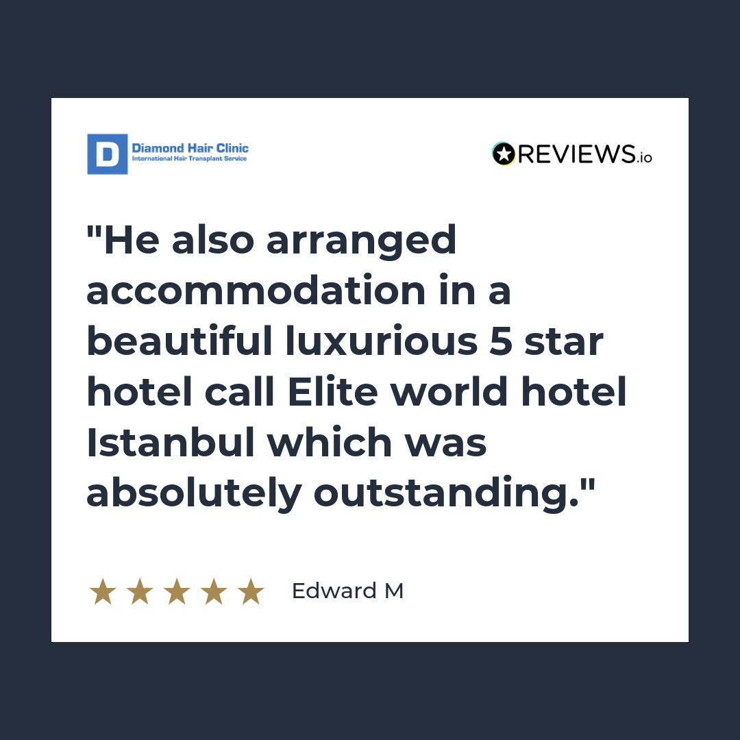 He also arranged accommodation in a beautiful luxurious 5 star hotel call Elite world hotel Istanbul which was absolutely outstanding.