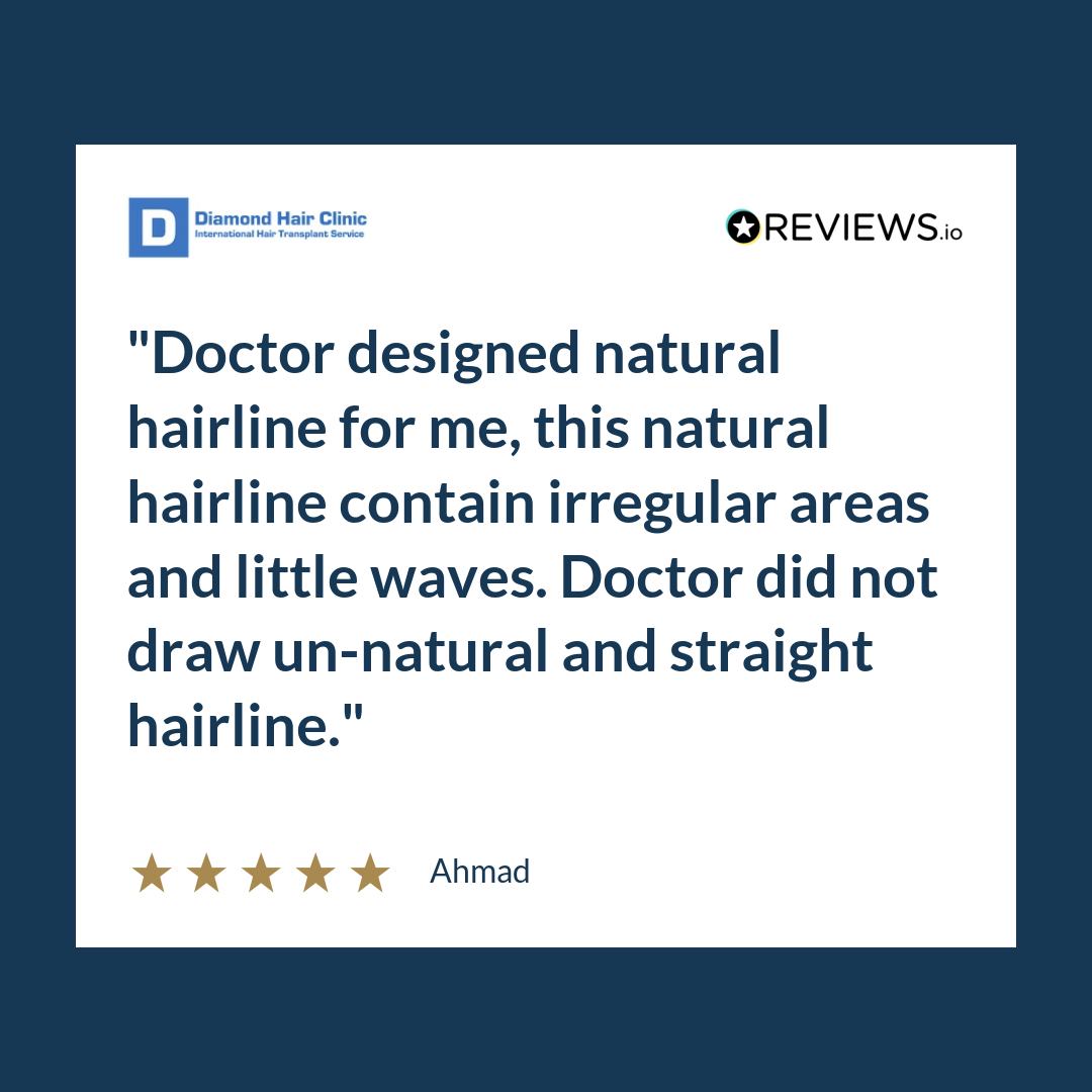 Doctor designed natural hairline for me, this natural hairline contain irregular areas and little waves.
Doctor did not draw un-natural and straight hairline.