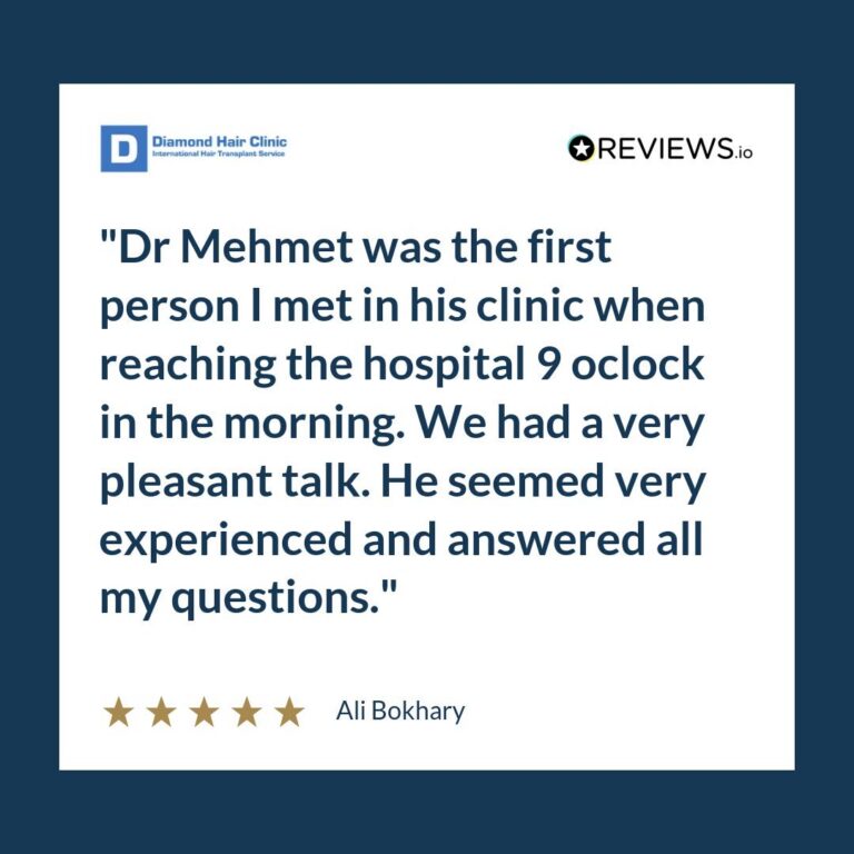 Patient review: Dr Mehmet was the first person I met in his clinic when reaching the hospital 9 oclock in the morning. We had a very pleasant talk. He seemed very experienced and answered all my questions.