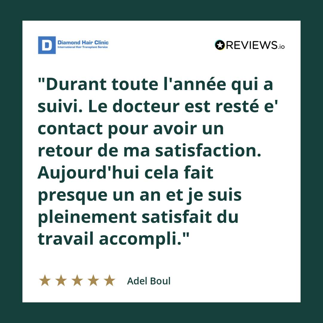 Durant toute l'année qui a suivi. Le docteur est resté e' contact pour avoir un retour de ma satisfaction. Aujourd'hui cela fait presque un an et je suis pleinement satisfait du travail accompli.